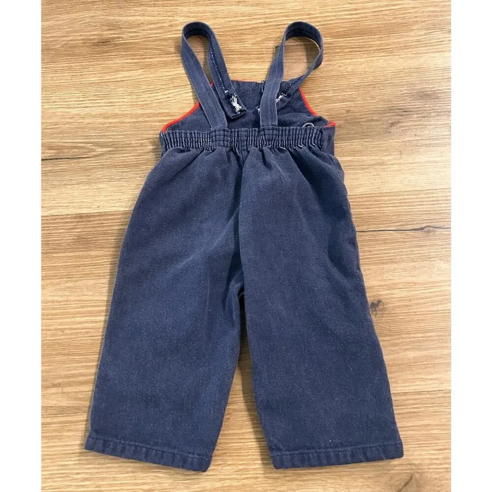 Vintage Toddler Navy Overalls Patchwork Knee Patches Snap Crotch-